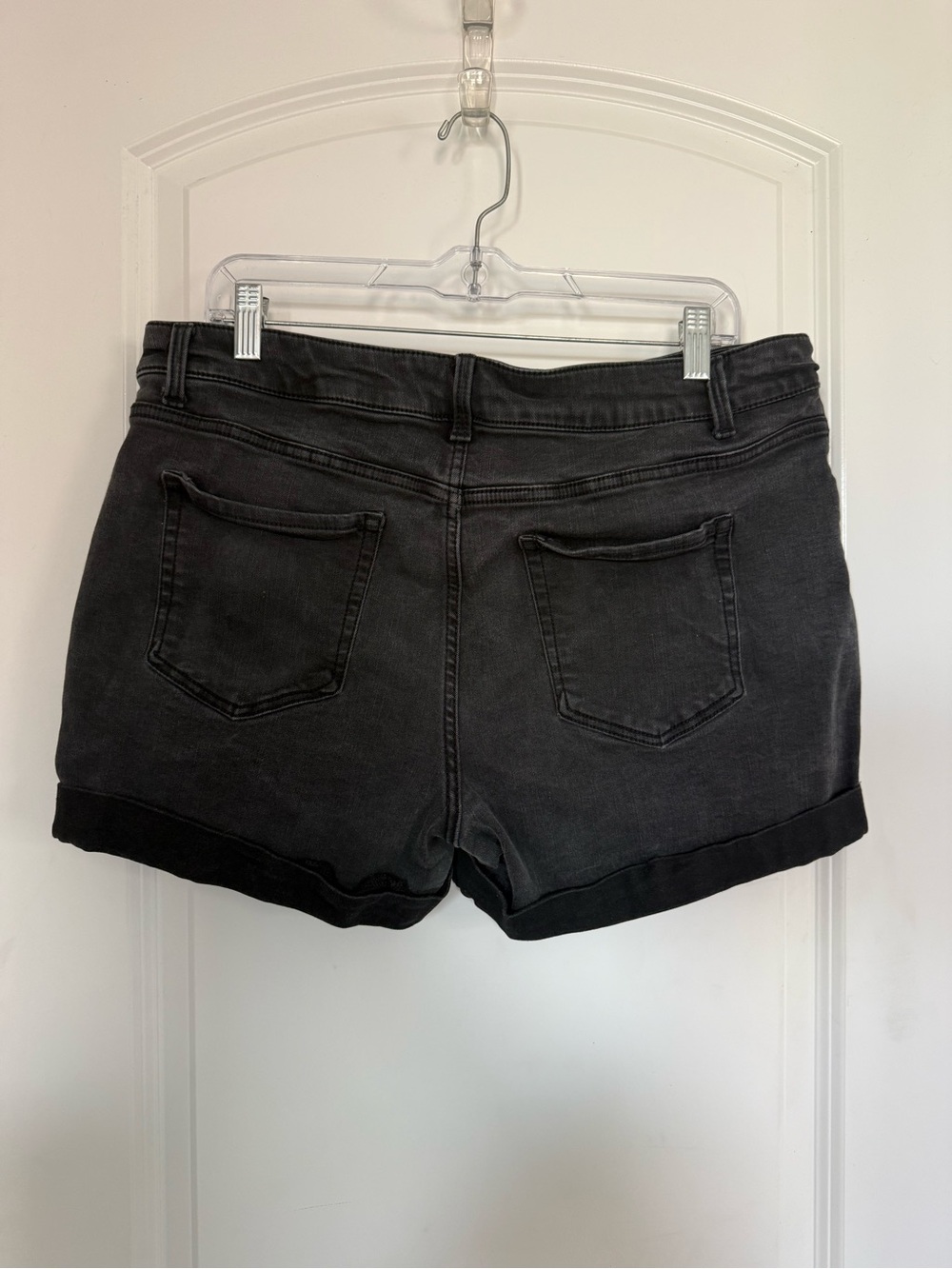 Time and Tru Black Washed Denim Cuffed Shorts - Picture 2 of 3